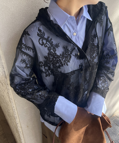 JOURNAL STANDARD(ジャーナルスタンダード)の「《追加》レースフーディ(Tシャツ/カットソー・レディース・ブラック/アイボリー・FREE)」の11枚目の写真