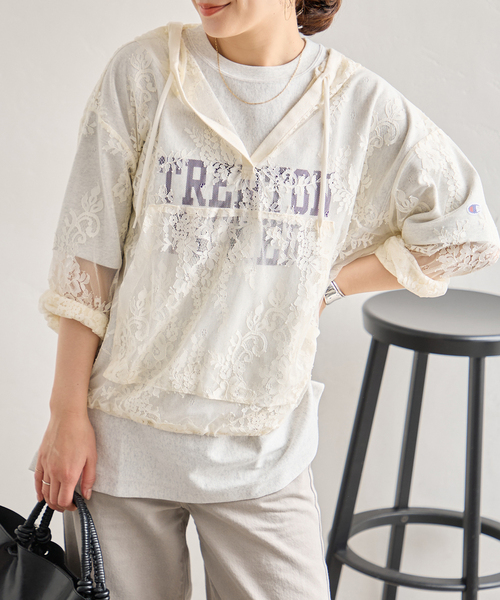 JOURNAL STANDARD(ジャーナルスタンダード)の「《追加》レースフーディ(Tシャツ/カットソー・レディース・ブラック/アイボリー・FREE)」の18枚目の写真