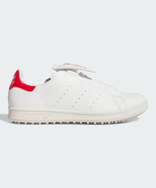 adidas(アディダス)の「スタンスミス ボア ゴルフ【adidas Golf/アディダスゴルフ】(スニーカー・メンズ・ホワイト×レッド・28.5cm/28.0cm/27.5cm/27.0cm/26.5cm/26.0cm/29.0cm/23.5cm/23.0cm/24.0cm/24.5cm/25.0cm/25.5cm)」の1枚目の写真