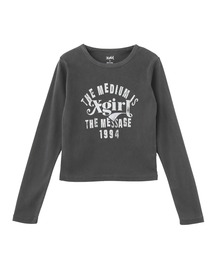 MIXED FONT FADED L/S COMPACT TOP