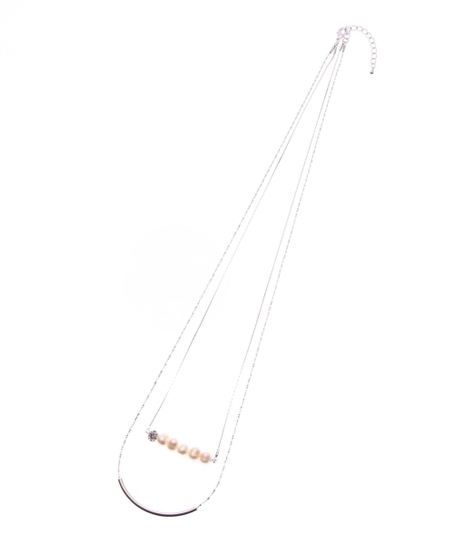 grove(グローブ)の「2連パールビジューバーロングネックレス(ネックレス・レディース・シルバー/ゴールド/ベージュ・00)」の3枚目の写真