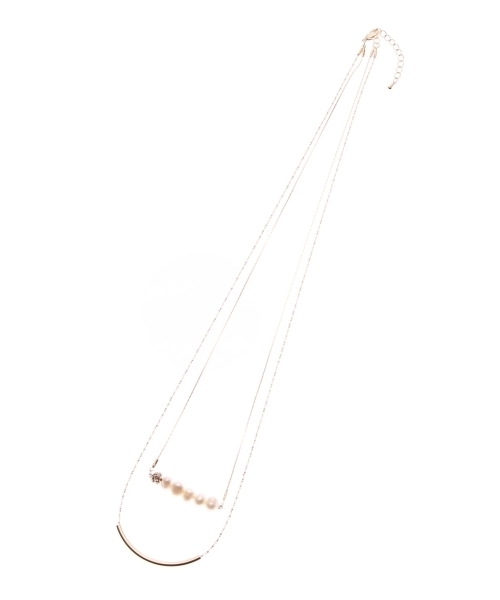 grove(グローブ)の「2連パールビジューバーロングネックレス(ネックレス・レディース・シルバー/ゴールド/ベージュ・00)」の1枚目の写真