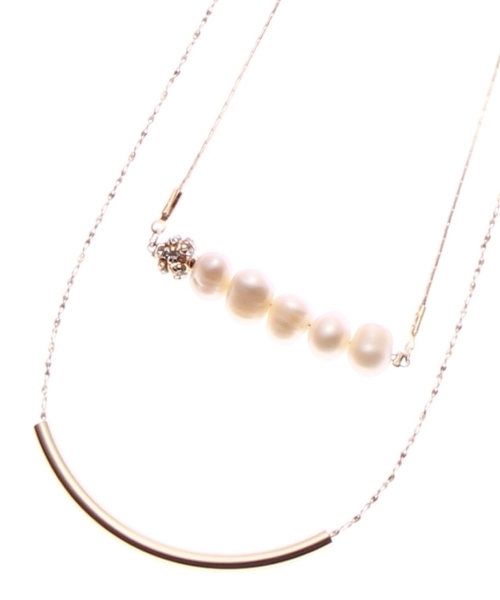 grove(グローブ)の「2連パールビジューバーロングネックレス(ネックレス・レディース・シルバー/ゴールド/ベージュ・00)」の4枚目の写真