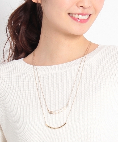 grove(グローブ)の「2連パールビジューバーロングネックレス(ネックレス・レディース・シルバー/ゴールド/ベージュ・00)」の5枚目の写真