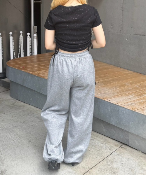 continuer de NICE CLAUP（コンティニューデナイスクラップ）の「キラキラロゴのスウェットパンツ（スウェットパンツ・レディース・ブラック/ピンク/トップグレー/ブラウン・FREE）」の14枚目の写真