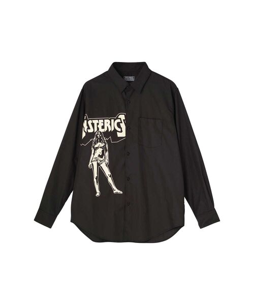 HYSTERIC GLAMOUR(ヒステリックグラマー)の「BAD ASS MAMA レギュラーカラーシャツ(シャツ/ブラウス・メンズ・ホワイト/ブラック・MEDIUM/SMALL/LARGE/X-LARGE)」の1枚目の写真