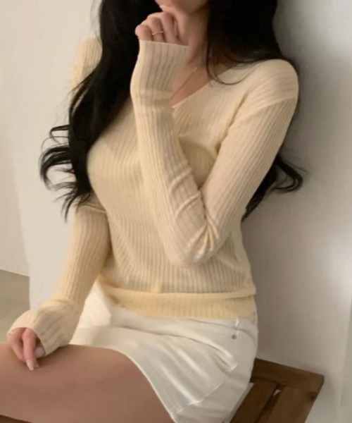 semplice(センプリチェ)の「カットソー【韓国ファッション】(Tシャツ/カットソー・レディース・ベージュ/ピンク/グレー/ホワイト・F)」の6枚目の写真