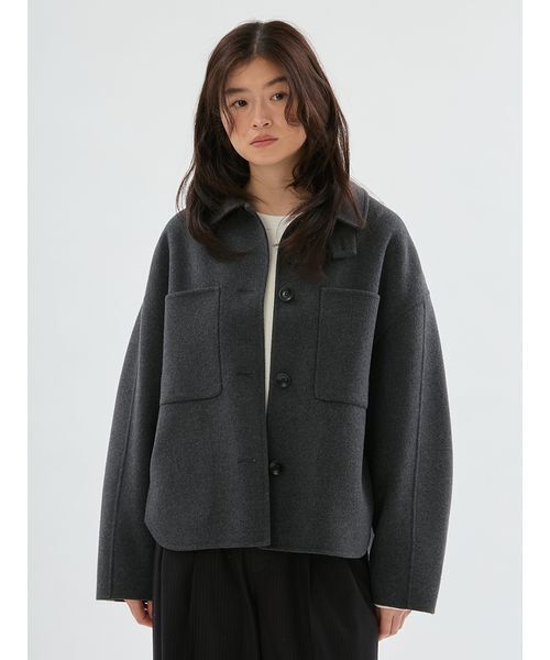 emmi(エミ)の「Super160ウールリバーCPOジャケット(テーラードジャケット・レディース・ライトベージュ/ダークグレー・F)」の16枚目の写真