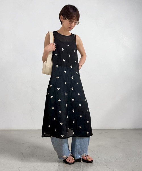 THE SOIS(ソア)の「刺繍シアーキャミワンピース(ワンピース・レディース・ブラック系その他/ホワイト系その他/ブラウン系その他/ホワイト系その他2/ブラック系その他2/ブラウン系その他2・FREE)」の13枚目の写真