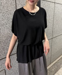 ウエスト切り替えアシンメトリーニット