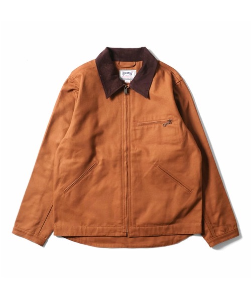 HOUSTON(ヒューストン)の「【日本製生地】HOUSTON ヒューストン DUCK ZIP WORK JACKET ブランケットライナー ダックジャケット 襟コーデュロイ ジップ ワークジャケット(ブルゾン・メンズ・ブラウン/グレー/ブラック/オリーブ・38/40/42/44)」の5枚目の写真