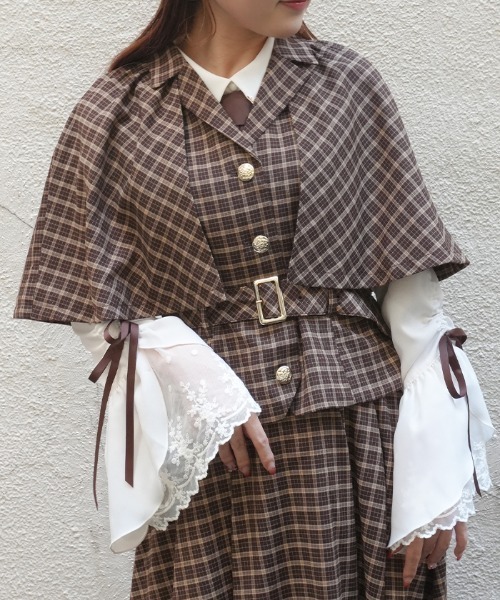 axes femme POETIQUE(アクシーズファムポエティック)の「ディテクティブチェックJKT(その他アウター・レディース・ブラック/ネイビー/ブラウン・MEDIUM)」の1枚目の写真