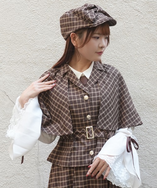 axes femme POETIQUE(アクシーズファムポエティック)の「ディテクティブチェックJKT(その他アウター・レディース・ブラック/ネイビー/ブラウン・MEDIUM)」の4枚目の写真