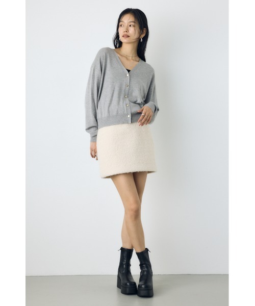 AZUL by moussy(アズールバイマウジー)の「【今年も登場!】ラメブークレミニタイトスカート 秋服 冬服 ミニスカート フェミニン きれいめ ツイード(スカート・レディース・アイボリー/ブラック・MEDIUM/SMALL)」の12枚目の写真