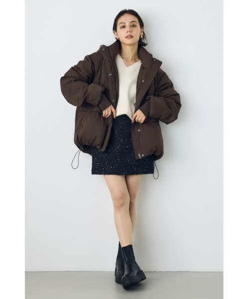 AZUL by moussy(アズールバイマウジー)の「【今年も登場!】ラメブークレミニタイトスカート 秋服 冬服 ミニスカート フェミニン きれいめ ツイード(スカート・レディース・アイボリー/ブラック・MEDIUM/SMALL)」の3枚目の写真