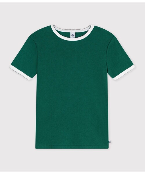 PETIT BATEAU(プチバトー)の「2×2リブ編み半袖Tシャツ(Tシャツ/カットソー・レディース・グリーン/ネイビー・X-SMALL/SMALL/MEDIUM/LARGE/XX-SMALL)」の5枚目の写真