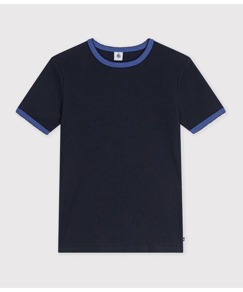 PETIT BATEAU(プチバトー)の「2×2リブ編み半袖Tシャツ(Tシャツ/カットソー・レディース・グリーン/ネイビー・X-SMALL/SMALL/MEDIUM/LARGE/XX-SMALL)」の10枚目の写真