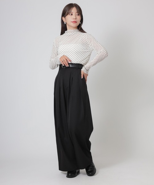 Riberry(リベリー)の「ドットシアーチュール長袖トップス(Tシャツ/カットソー・レディース・オフホワイト/ブラウン/ブラック・MEDIUM)」の5枚目の写真