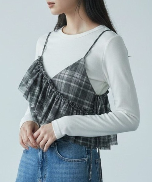 Human 2nd Occasion（ヒューマンセカンドオケージョン）の「チュールアシンメトリービスチェ（キャミソール・レディース・ブラック/ブラックミックス・FREE）」の10枚目の写真