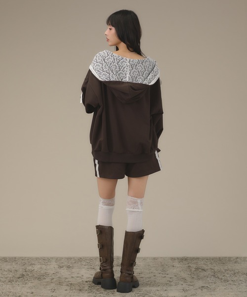 apres jour mignon(アプレジュールミニョン)の「【SETUP着用可能】レース付きパーカー(パーカー・レディース・杢グレー/ブラウン系その他/ブラック・ショート/ロング)」の11枚目の写真