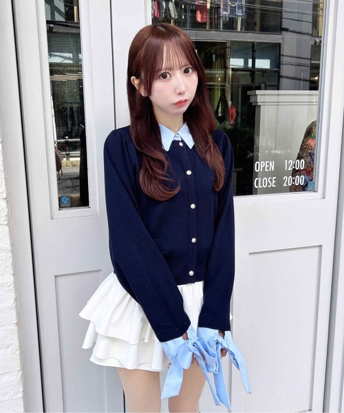 INGNI(イング)の「【WEB限定】袖リボンシャツレイヤードニット(ニット/セーター・レディース・グレー系5/ネイビー系8/ワイン系2・M)」の17枚目の写真