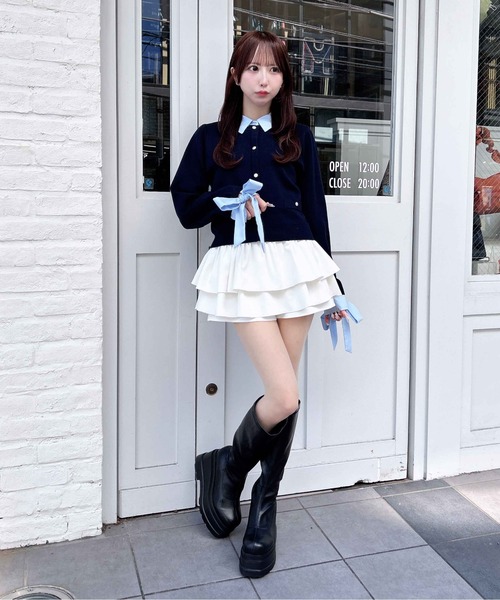 INGNI(イング)の「【WEB限定】袖リボンシャツレイヤードニット(ニット/セーター・レディース・グレー系5/ネイビー系8/ワイン系2・M)」の19枚目の写真