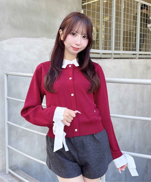 INGNI(イング)の「【WEB限定】袖リボンシャツレイヤードニット(ニット/セーター・レディース・グレー系5/ネイビー系8/ワイン系2・M)」の20枚目の写真