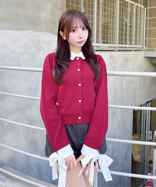 INGNI(イング)の「【WEB限定】袖リボンシャツレイヤードニット(ニット/セーター・レディース・グレー系5/ネイビー系8/ワイン系2・M)」の21枚目の写真