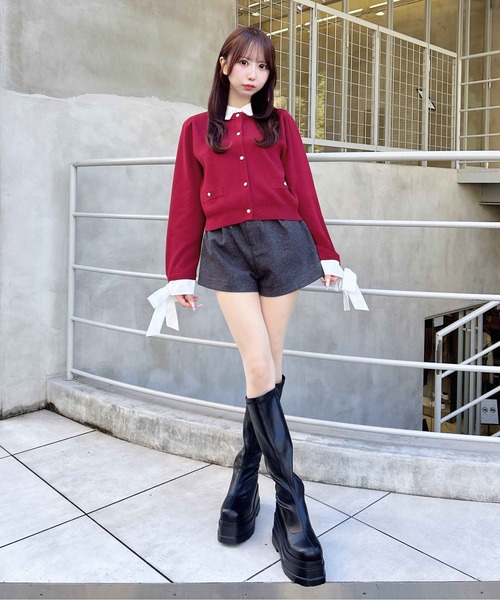 INGNI(イング)の「【WEB限定】袖リボンシャツレイヤードニット(ニット/セーター・レディース・グレー系5/ネイビー系8/ワイン系2・M)」の22枚目の写真