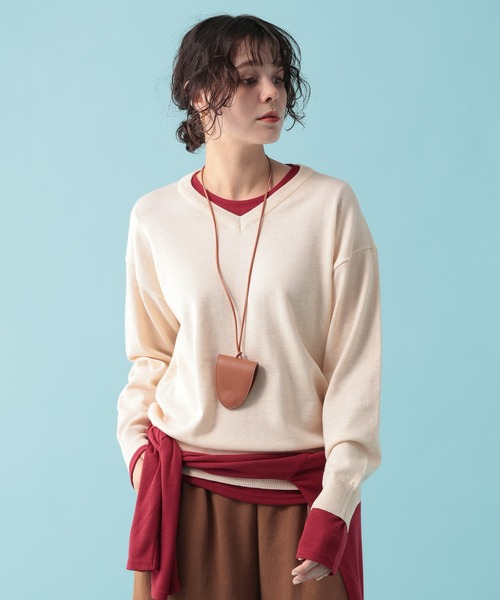 GEORGE'S(ジョージズ)の「【MULTI PALETTE】Vネックニット(ニット/セーター・レディース・グレー/イエロー/ブラウン/ブルー/ホワイト/ピンク/ブラック/レッド・FREE)」の1枚目の写真
