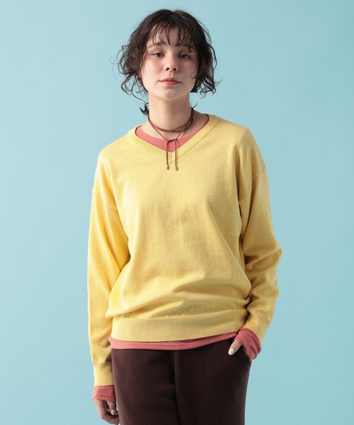GEORGE'S(ジョージズ)の「【MULTI PALETTE】Vネックニット(ニット/セーター・レディース・グレー/イエロー/ブラウン/ブルー/ホワイト/ピンク/ブラック/レッド・FREE)」の6枚目の写真
