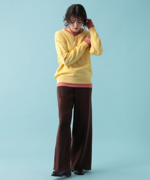 GEORGE'S(ジョージズ)の「【MULTI PALETTE】Vネックニット(ニット/セーター・レディース・グレー/イエロー/ブラウン/ブルー/ホワイト/ピンク/ブラック/レッド・FREE)」の13枚目の写真