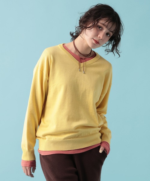 GEORGE'S(ジョージズ)の「【MULTI PALETTE】Vネックニット(ニット/セーター・レディース・グレー/イエロー/ブラウン/ブルー/ホワイト/ピンク/ブラック/レッド・FREE)」の15枚目の写真