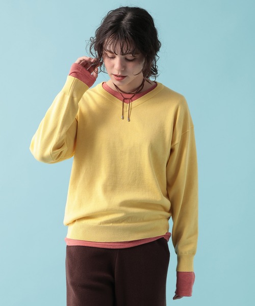 GEORGE'S(ジョージズ)の「【MULTI PALETTE】Vネックニット(ニット/セーター・レディース・グレー/イエロー/ブラウン/ブルー/ホワイト/ピンク/ブラック/レッド・FREE)」の16枚目の写真