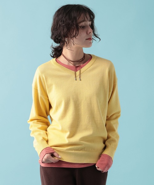 GEORGE'S(ジョージズ)の「【MULTI PALETTE】Vネックニット(ニット/セーター・レディース・グレー/イエロー/ブラウン/ブルー/ホワイト/ピンク/ブラック/レッド・FREE)」の18枚目の写真