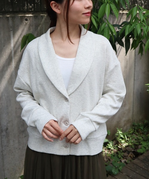 etre relie(エトレリー)の「接結ショートJK(テーラードジャケット・レディース・チャコールグレー/ライトグレー/ブラック/ダークベージュ/グレー/ダークネイビー・M)」の3枚目の写真