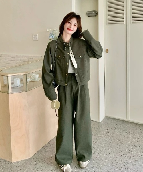 FAVORITO(ファヴォリート)の「ジャケットパンツセットアップ(セットアップ・レディース・カーキ・S/M/L)」の6枚目の写真