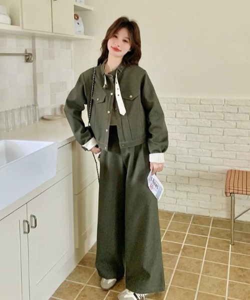 FAVORITO(ファヴォリート)の「ジャケットパンツセットアップ(セットアップ・レディース・カーキ・S/M/L)」の7枚目の写真
