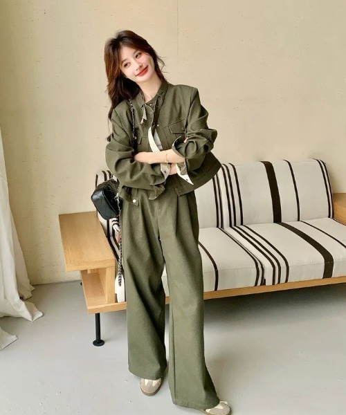 FAVORITO(ファヴォリート)の「ジャケットパンツセットアップ(セットアップ・レディース・カーキ・S/M/L)」の10枚目の写真
