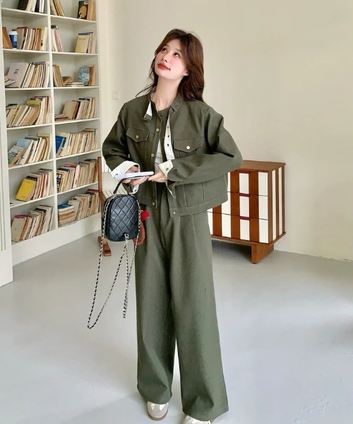 FAVORITO(ファヴォリート)の「ジャケットパンツセットアップ(セットアップ・レディース・カーキ・S/M/L)」の14枚目の写真