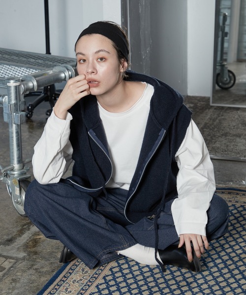 OFROOM(オフルーム)の「【2026秋冬新作】Zip-up Hood Knit Vest|ジップアップフードニットベスト(ベスト・レディース・ブラウン/チャコールグレー/ネイビー・FREE)」の22枚目の写真