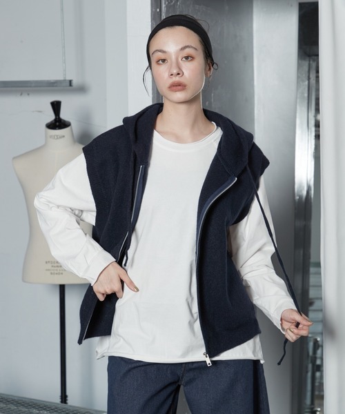 OFROOM(オフルーム)の「【2026秋冬新作】Zip-up Hood Knit Vest|ジップアップフードニットベスト(ベスト・レディース・ブラウン/チャコールグレー/ネイビー・FREE)」の19枚目の写真