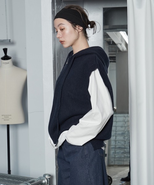OFROOM(オフルーム)の「【2026秋冬新作】Zip-up Hood Knit Vest|ジップアップフードニットベスト(ベスト・レディース・ブラウン/チャコールグレー/ネイビー・FREE)」の7枚目の写真