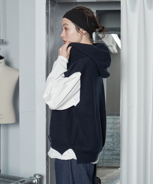 OFROOM(オフルーム)の「【2026秋冬新作】Zip-up Hood Knit Vest|ジップアップフードニットベスト(ベスト・レディース・ブラウン/チャコールグレー/ネイビー・FREE)」の13枚目の写真