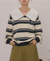 knit collar logo sweat / ニットカラーロゴスウェット