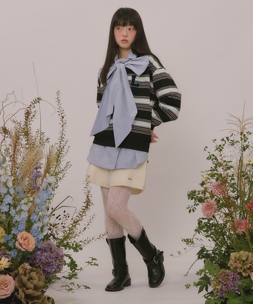 loin nuit(ロワンニュイ)の「knit collar logo sweat / ニットカラーロゴスウェット(スウェット・レディース・ブラック/ベージュ/ネイビー/ブラウン/ライトグレー/グレー・FREE)」の19枚目の写真