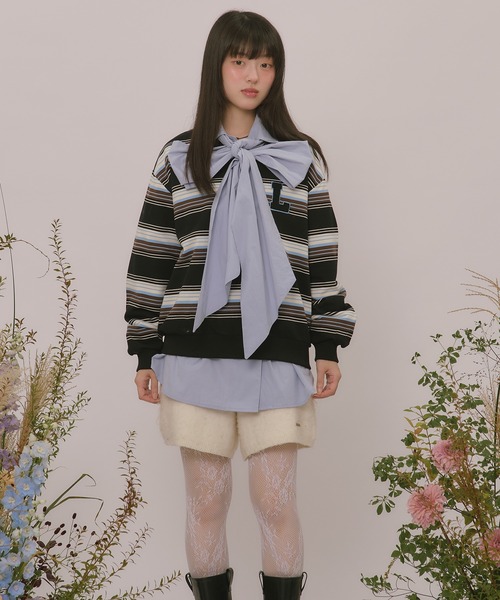 loin nuit(ロワンニュイ)の「knit collar logo sweat / ニットカラーロゴスウェット(スウェット・レディース・ブラック/ベージュ/ネイビー/ブラウン/ライトグレー/グレー・FREE)」の17枚目の写真