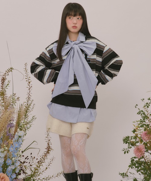 loin nuit(ロワンニュイ)の「knit collar logo sweat / ニットカラーロゴスウェット(スウェット・レディース・ブラック/ベージュ/ネイビー/ブラウン/ライトグレー/グレー・FREE)」の18枚目の写真