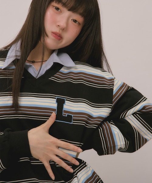 loin nuit(ロワンニュイ)の「knit collar logo sweat / ニットカラーロゴスウェット(スウェット・レディース・ブラック/ベージュ/ネイビー/ブラウン/ライトグレー/グレー・FREE)」の20枚目の写真