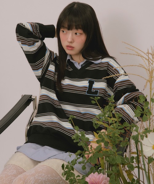 loin nuit(ロワンニュイ)の「knit collar logo sweat / ニットカラーロゴスウェット(スウェット・レディース・ブラック/ベージュ/ネイビー/ブラウン/ライトグレー/グレー・FREE)」の21枚目の写真